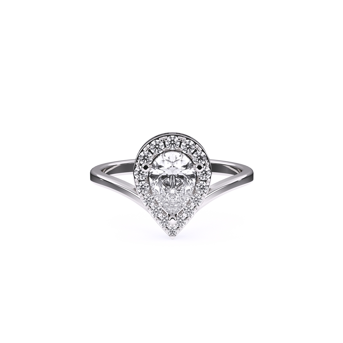 Pear Halo Solitaire Diamond Ring